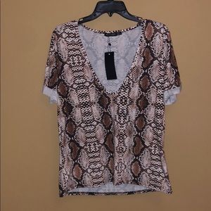 Snake Skin Pattern V-neck